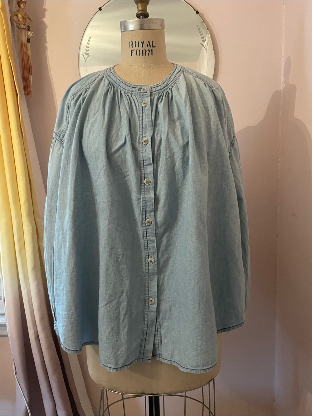 Free People/ We The Free Button-Front Peasant style denim Shirt
